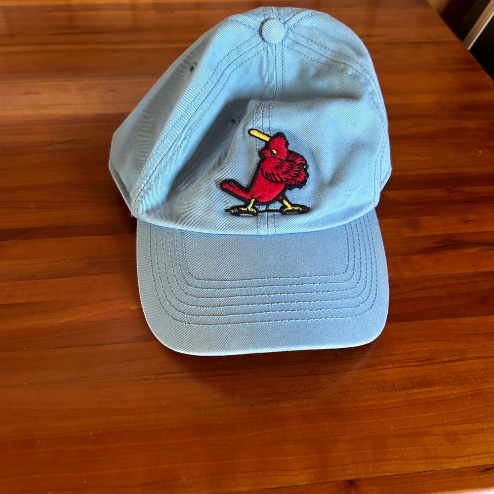 47 Brand Blue Hat with Red Bird Embroidery